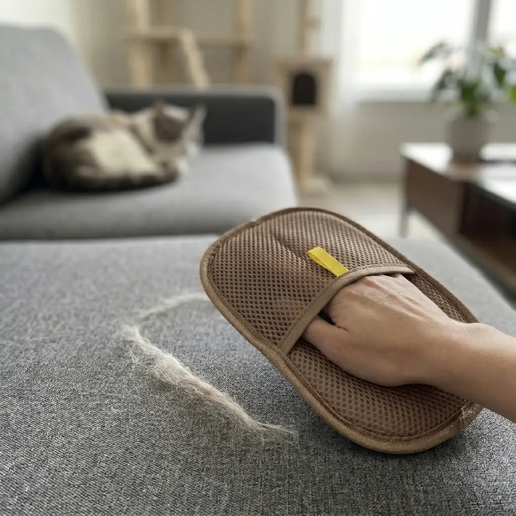 Furavora Deshedding Grooming Mitt — Light brown
