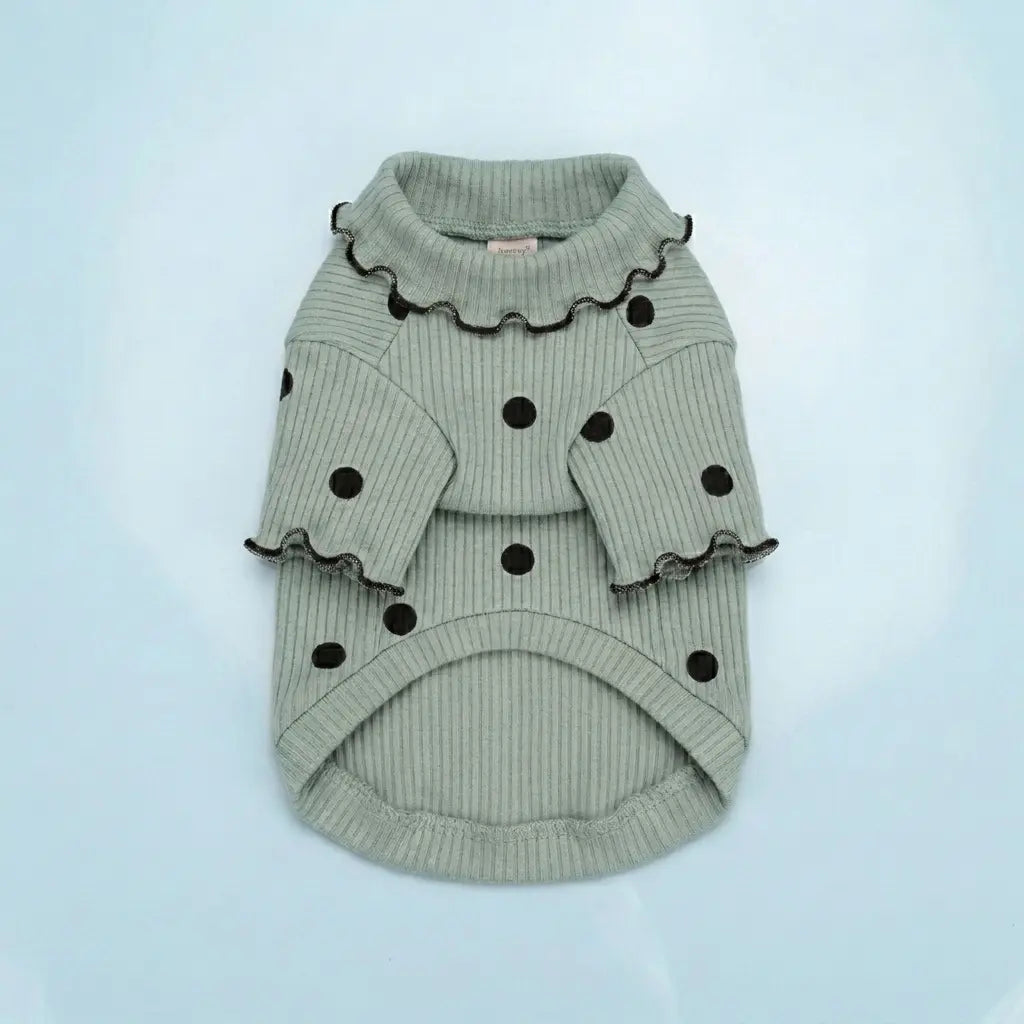 Furavora Polka-Dot Turtleneck — Green