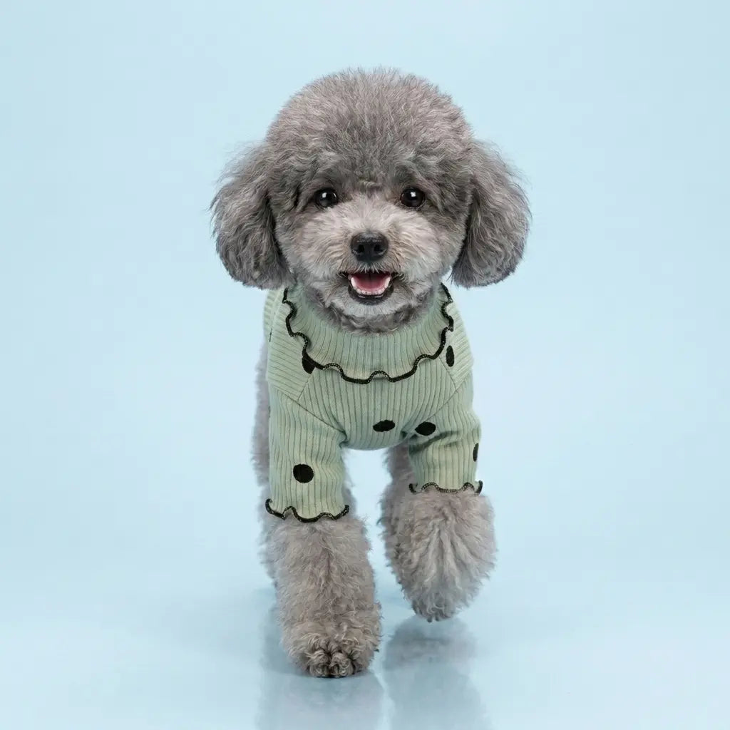 Furavora Polka-Dot Turtleneck — Green