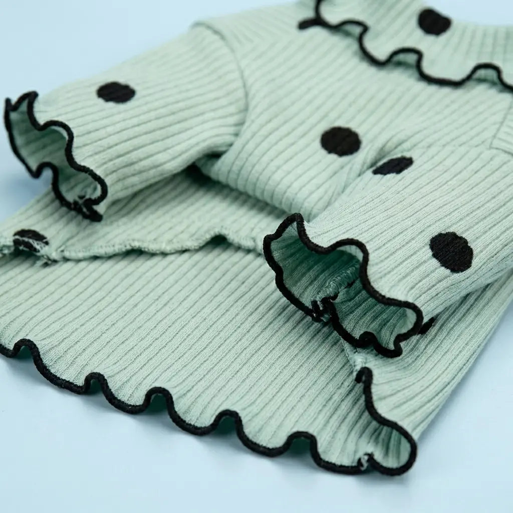 Furavora Polka-Dot Turtleneck — Green