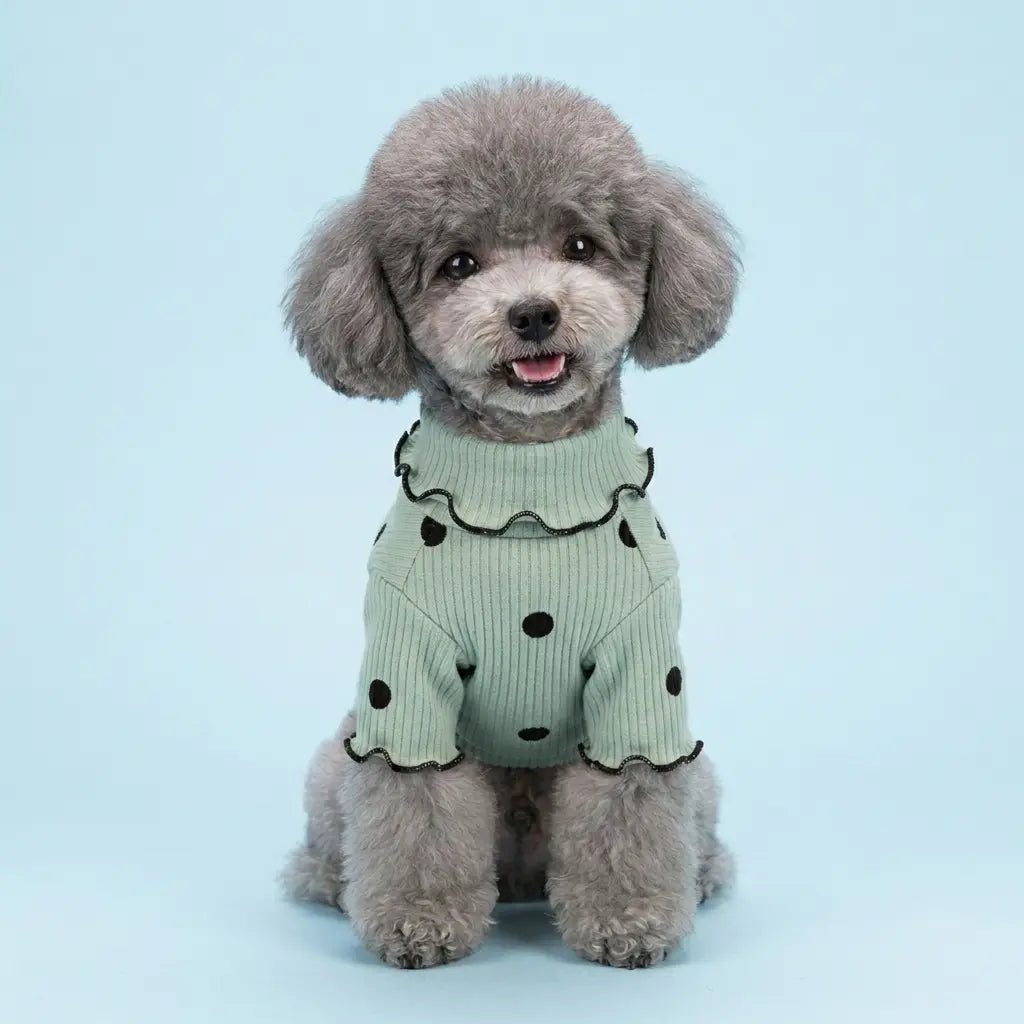 Furavora Polka-Dot Turtleneck — Green