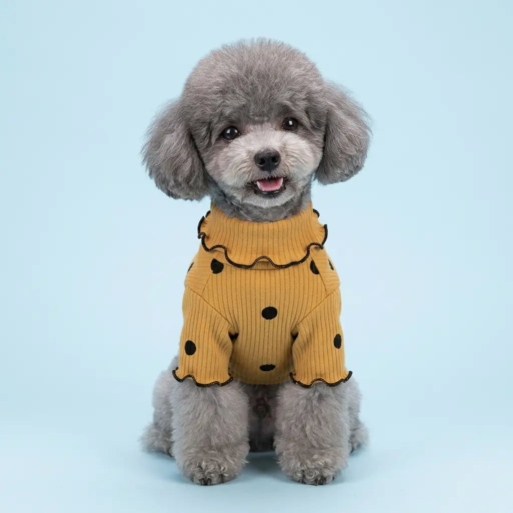 Furavora Polka-Dot Turtleneck — Yellow