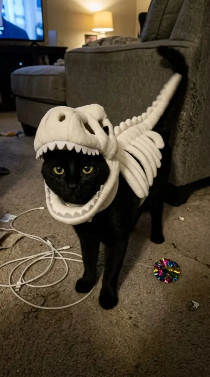 Customer photo featuring Furavora Dino Skeleton Costume